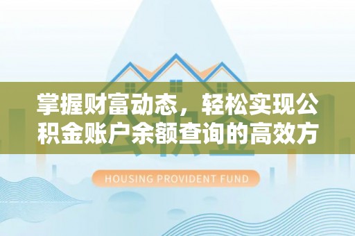 抚松掌握财富动态，轻松实现公积金账户余额查询的高效方法