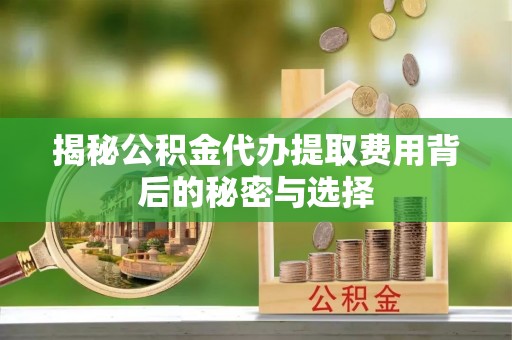 抚松揭秘公积金代办提取费用背后的秘密与选择