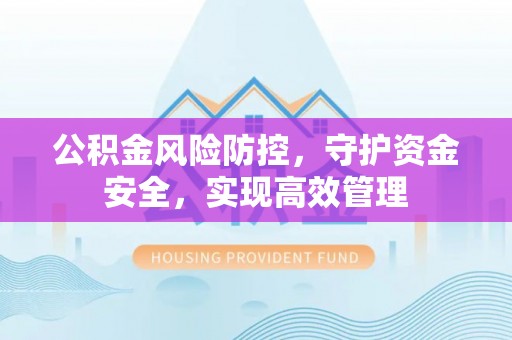 抚松公积金风险防控，守护资金安全，实现高效管理